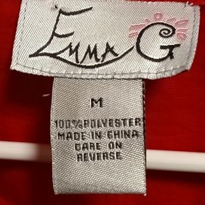 FINAL PRICE NWOT EMMA G beautiful red pleated neckline flared blouse Sz M